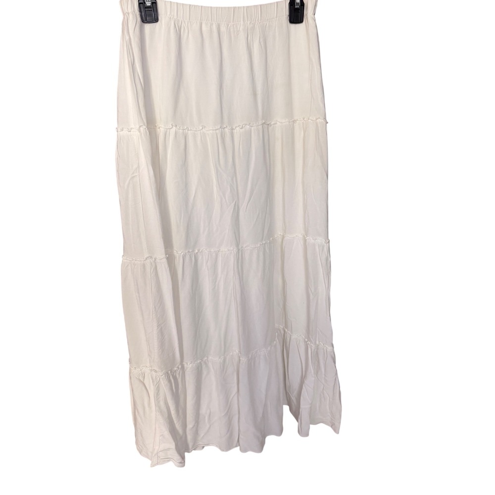 Brandy Melville White Tiered Cotton Maxi Skirt One Size